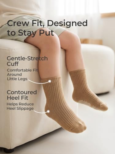Image of Baby Toddler Essentials Non-Slip Crew Socks for Unisex Boys Girls