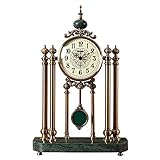 5 SmPinnaA Horloge De Cheminée, Horloges À Pendule, Horloge De Table Silencieuse avec Base en Marbre, Horloge De Bureau en Métal, pour Salon, Cuisine, Bureau Et Décoration De La Maison