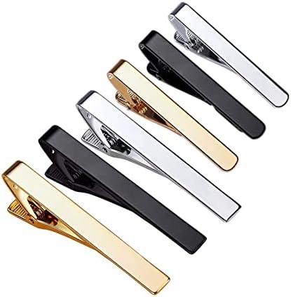 Classic Style Men's Tie Clips, Viaky Neck Ties Necktie Bar Pinch Clip with Gold Silver Black 3 Tone, Best Gifts for Your Father, Lover and Friends in Xmas, Anniversary, Wedding, Party, Meeting
