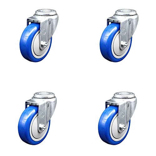 Polyurethane Swivel Bolt Hole Caster Set of 4 w/4