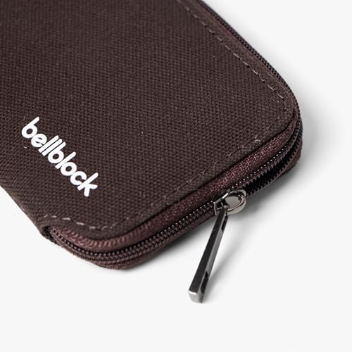 Image of Bellblock Canvas Card Holder Wallet for Man /Women | Upto 15 Cards, Folded Cash & Coins | Coin Pouch | Credit /Debit Card Holder for Men /Women | Gift for man /Woman | Mocha Black
