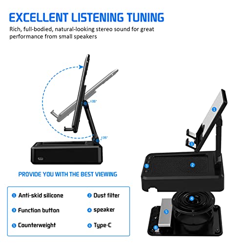 Cell Phone Stand With Wireless Bluetooth Speaker Compatible For Iphone/Samsung/Ipad Tablet, Anti-Slip Design Phone Stand With Hd Surround Sound For Home,Office,Outdoor Etc. #TOP3