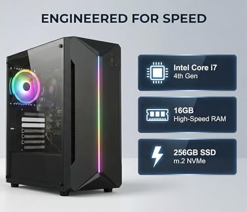 Image of Desktop Computer Core i7 4th Gen CPU for PC Desktop | 16GB RAM | 256GB SSD | Win 11 Pro & Office 2021 | WiFi 6 & Bluetooth | HDMI, VGA Ethernet, USB 3.0 | HD Graphics 4600 | 2-Years Onsite Wanrrany