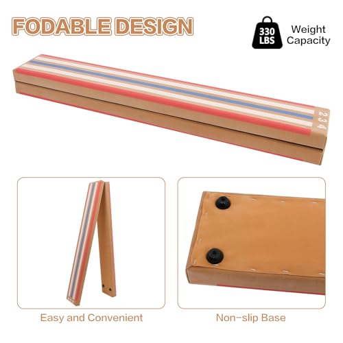 Modern-Depo 8ft Laser Balance Beam Folding Floor Gymnastics Equipment for Kids Adults, Non Slip, Gymnastics Beam for Training, Physical Therapy and Professional Home Training