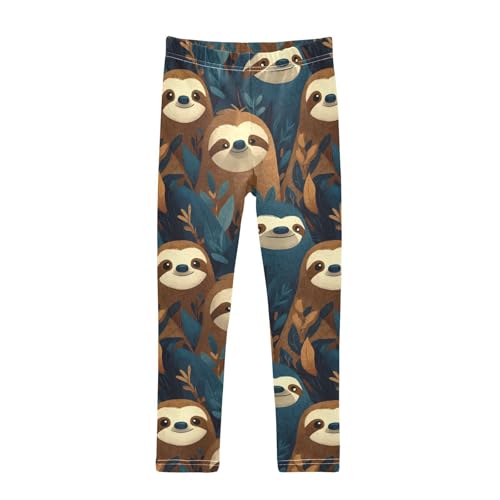Girls Leggings Sloths Animals Leaves Soft Toddler Leggings for Girls Kids Pants Size 4T-10T