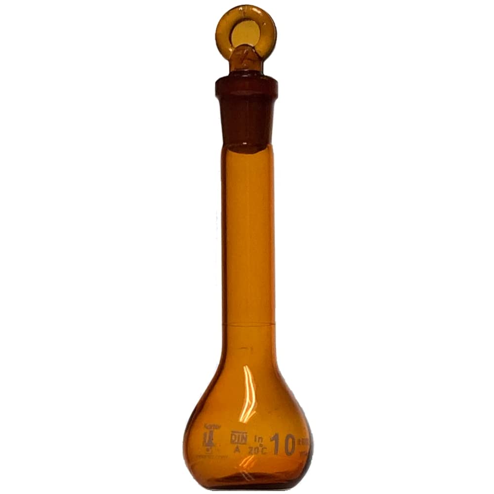 10ml Amber Volumetric Flask, with Ground Stopper, Karter Scientific 253B4 (Case of 50)