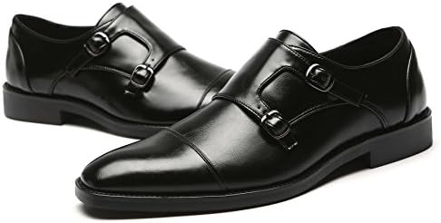 Mens Dress Shoes Double Monk Strap Slip On Loafer Shoes Oxford Leather Shoes for Men Black 8.5 D(M) US | Image 4