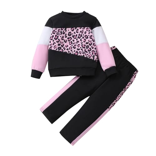 Image of Toddler Girls 2 Piece Cute Outfits, Crewneck Sweatshirt with Jogger Pants Kids Clothing Set for Fall Winter