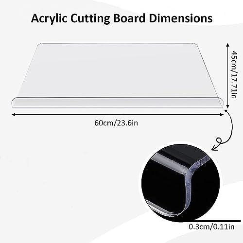 Clear Acrylic Cutting Board with Lip Non-Slip Acrylic Transparent Chopping Boards for Kitchen Counter Dishwasher Kitchens Accessories (60x45cm 3mm - Image 3
