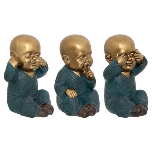 Atmosphera - Set de 3 statuettes Bouddha en résine H21cm doré