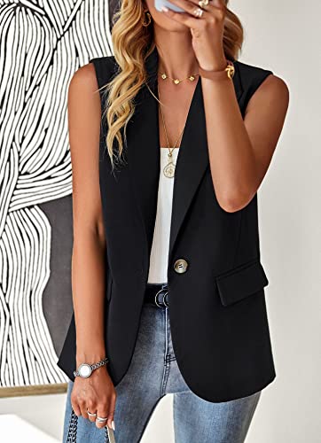 utcoco Women's Casual Business Blazer Vest Sleeveless Open Front Blazer Waistcoat with Pockets4