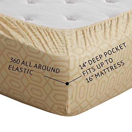 Image of Comfort Spaces 100% Cotton Percale Sheets King Sheet Set 4 Pcs, Diamond Tan