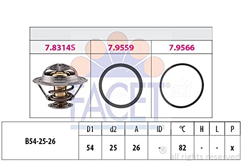 FACET 7.8314 Termostato motore con guarnizione 82°C Compatibilità con IVECO DAILY III Cassone/Furgonato/Promiscuo, FIAT DUCATO Pianale piatto/Telaio 230 DUCATO Pianale piatto/Telaio 244