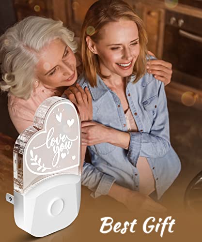 Love You Night Light Gift for Birthday, LOHAS LED Night Light for Adults, Dusk to Dawn, 3 Lighting Modes, RGB+Soft White 3000K, Heartwarming Gifts for Mom, Dad, Wife, Teacher, Room Decor, 2 Pack - Image 4