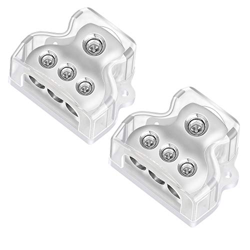 3 Way Power Distribution Block 1x 0 Gauge in / 3 x 4 Gauge Out Amp Power Distribution Ground Distributor for Auto Car Audio Splitter 2pcs (3 Way)