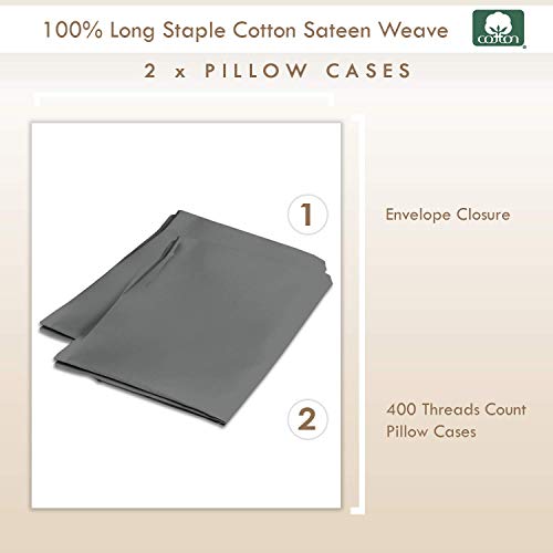 Kissenbezug Pizuna Soft-Satin 2er Set 80×80 cm Dunkel Grau