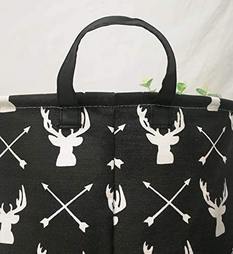 Image of Kids Laundry Hamper Clothes Gift Basket Storage Laundry Baskets Organizer Bin with Handles for Nursery Room (Deer)