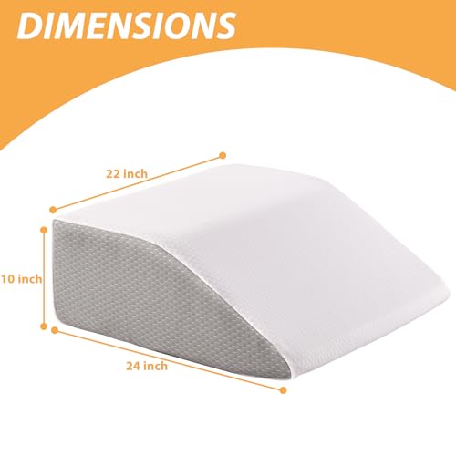 Image of Bedluxe Leg Elevation Pillows, Leg Pillows for Sleeping, Cooling Gel Memory Foam Top, Wedge Pillow for Legs, Leg Wedges for Circulation, Swelling, After Surgery - Removable Cover (10 Inch, White /Grey)