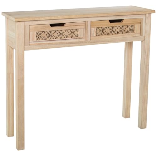 Tavolo di Ingresso Console con 2 cassetti in Legno MDF Naturale 90x28x80 cm