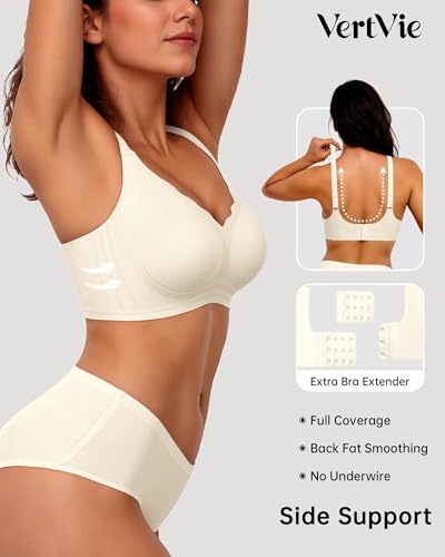 Image of Vertvie Women Seamless Jelly Bras No Underwire Supportive Wireless Push Up Full Coverage Bralette Comfy Scalloped T-Shirt Bra