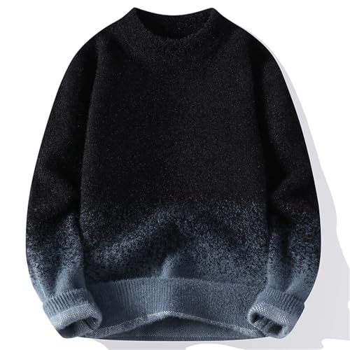 Knitted Sweater Men Solid Color Loose Casual Long Sleeve Chunky Sweater Pullover Tops