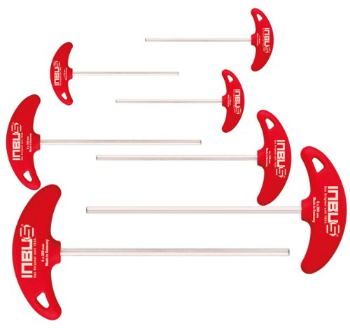 INBUS® 70020 Inbusschlüssel con mango en T, 7 piezas Juego / Paquete 2-8mm | Made in Germany | mango en T| llaves de hexágono interior | llaves Allen acodadas | métrico | 2mm | 2,5mm | 3mm | 4mm | 5mm | 6mm | 8mm