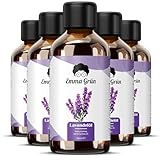 Emma Grün® Lavendelöl Ätherisches Öl 5x 100ml [100% NATURREIN] - Lavendel Raumduft - Für Aroma Diffuser, Duftlampe, Massageöl, Kerzen Duftöl & Seifenherstellung - Lavender Essential Oil