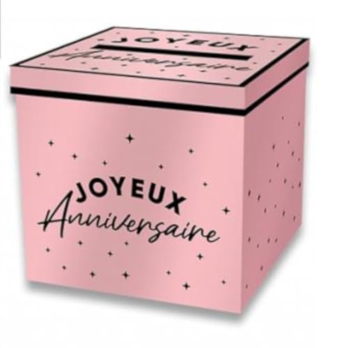 SV SURPRISEZ-VOUS - URNE Carton CAGNOTTE Anniversaire 20CM Rose