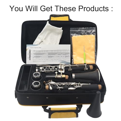 Rsasi Bb Clarinet - Band Clarinet for Beginner, with, Mouthpiece, Hard Case Bag and Cleaning Kit(Black) - Thumbnail 6