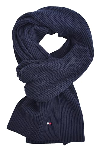 Bufanda Tommy Hilfiger azul marino de punto transpirable con cachemira de 180x45cm