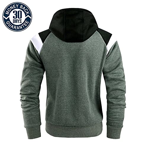 COOKFIP Men's Zip Up Color Block Hoodie Fleece Gym Workout zippered Sweatshirt Fashion Long Sleeve Hooded WIth Pocket