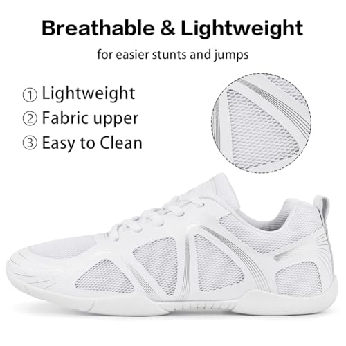 Image of CADIDL Cheer Shoes for Women Black Cheerleading Athletic Dance Shoes Girls Flats Tennis Walking Sneakers
