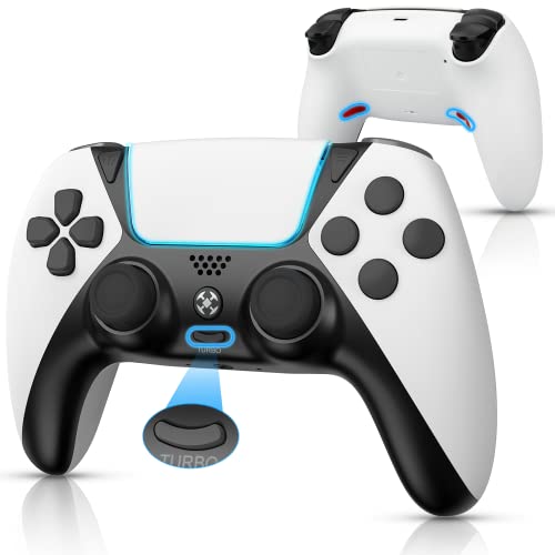 FAREMOCI for PS4 Controller, Ymir Wireless Luna Controller for Fire TV,PC with Turbo Rapid Fire/Programmable Buttons Motion Sensor for Playstation 4/Pro/Silm/PC/IOS/Android/Tesla/Fire TV,White