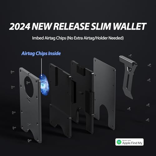 Air Wallet Minimalist Wallet With Built In Airtag Chip, Rfid Blocking Credit Card Holder, Slim Wallet For Men, Compatible With Apple Find My Ios Only,Trackable Wallet (Black)2