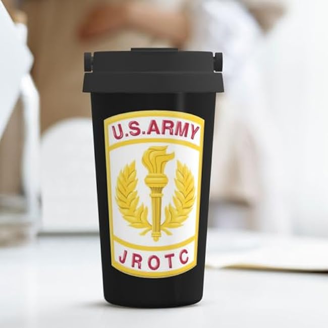 United States Army Jrotc Crest Insulated Coffee Mug, Stainless Steel Vacuum Insulated Double Wall Travel Tumbler, 17oz