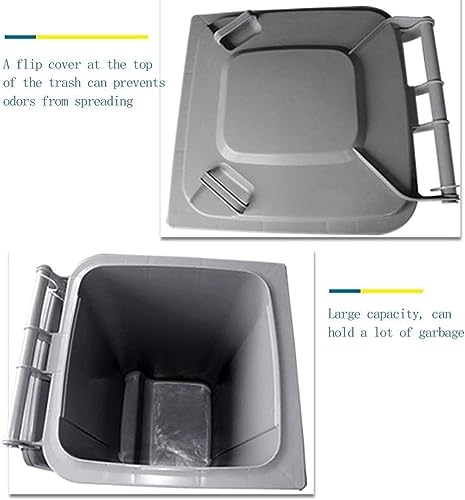 Cubo de basura exterior cuadrado de gran capacidad con tapa abatible para patio 4