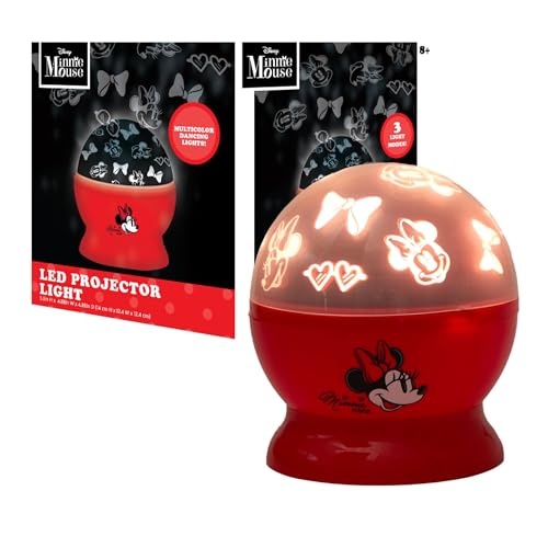 Image of Disney Minnie Mouse Rotating LED Projector Lamp & Night Light,Kids Bedroom Lighting, Battery or USB Operated