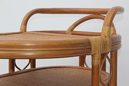 Serving Cart Handmade Woven Natural Rattan Wicker With Wheels Light Brown #TOP5