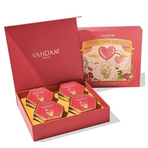 VAHDAM, Jubiläums Tee Geschenkset | 4-preisgekrönte Tees in einer luxuriösen Tee Geschenkbox, Limitierte Auflage, 100 Portionen