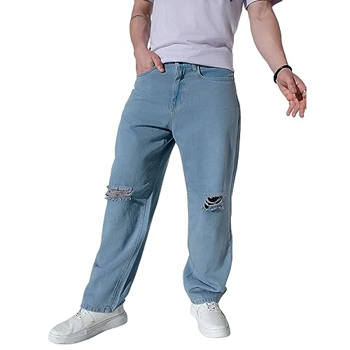 Image of Hubberholme Men's Knee Distressed Loose Fit Jeans