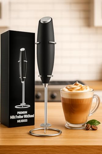 Image of OOTORO Milk Frother Handheld Electric Whisk Beater Foam Maker for Coffee Latte Cappuccino Hot Chocolate Mini Drink Mixer for Kitchen and Travel (Black)