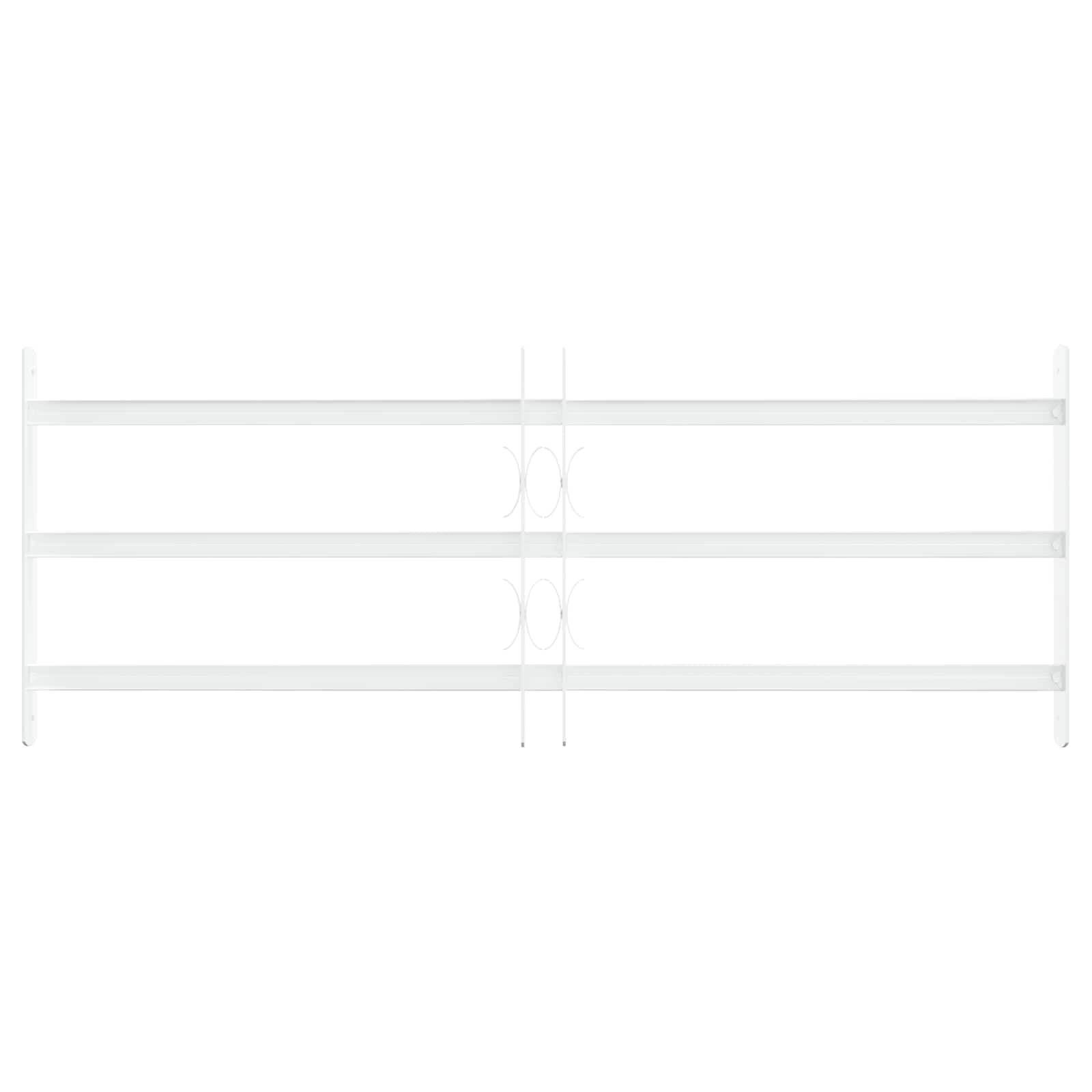 Barrera de seguridad para ventanas de acero galvanizado blanco con 3 barras transversales, juego de 3 unidades, 63 a 114 cm, ajustable para exteriores, protección antirrobo, montaje en fachada