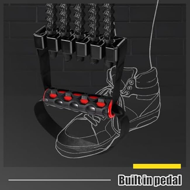 Chest Expander with 5 Adjustable Levels, 60 lbs to 300 lbs - Built-In Pedal, Honeycomb Grips, Reinforced Fabric Springs