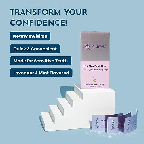 Snow The Magic Strips - Safe For Enamel Dissolving Teeth Whitening Strips - Mess-Free Portable Teeth Whitener For Oral Care With Lavender & Mint Flavor, Whitening Strips For Teeth, 14 Strips #TOP6