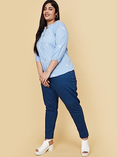 Image of Max Plus Size Women Embroidered Three-Quarter Sleeves Top
