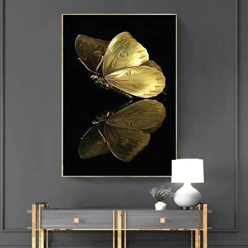 Impression papillon doré tableau abstrait moderne 60x80cm - 2