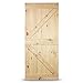 BELLEZE 36in.x 84in. Unfinished Knotty Pine Wood Left Arrow Design Sliding Single Barn Door Pre Drilled (3 ft x 7 ft), Natural