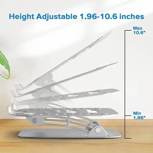 Image of Aluminum Tabletop Laptop Stand Ergonomic Foldable Portable Laptop Stand Holder Compatible for MacBook, HP, Dell, Lenovo & All Other Notebook