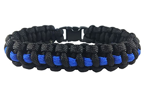 Survival Thin Blue Line Paracord, Standard - 8 Inch Wrist, 9 Inch Length, Nailon