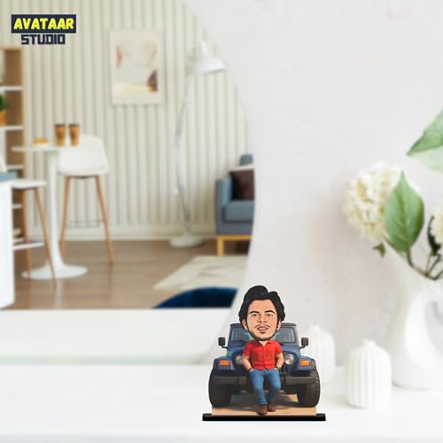 Image of Personalized Gift for Wife, Husband, Girlfriend, Boyfriend, Friends Character Caricature Photo Frame Unique Design Customized Gift for Friends & Family (Thar-Boy, 7 Inches)